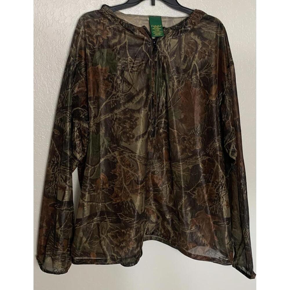 Cabela’s Sz XL Seclusion 3D Camo Mesh Cover Up 3/4 Zip Shirt Has Hood/Face Cover